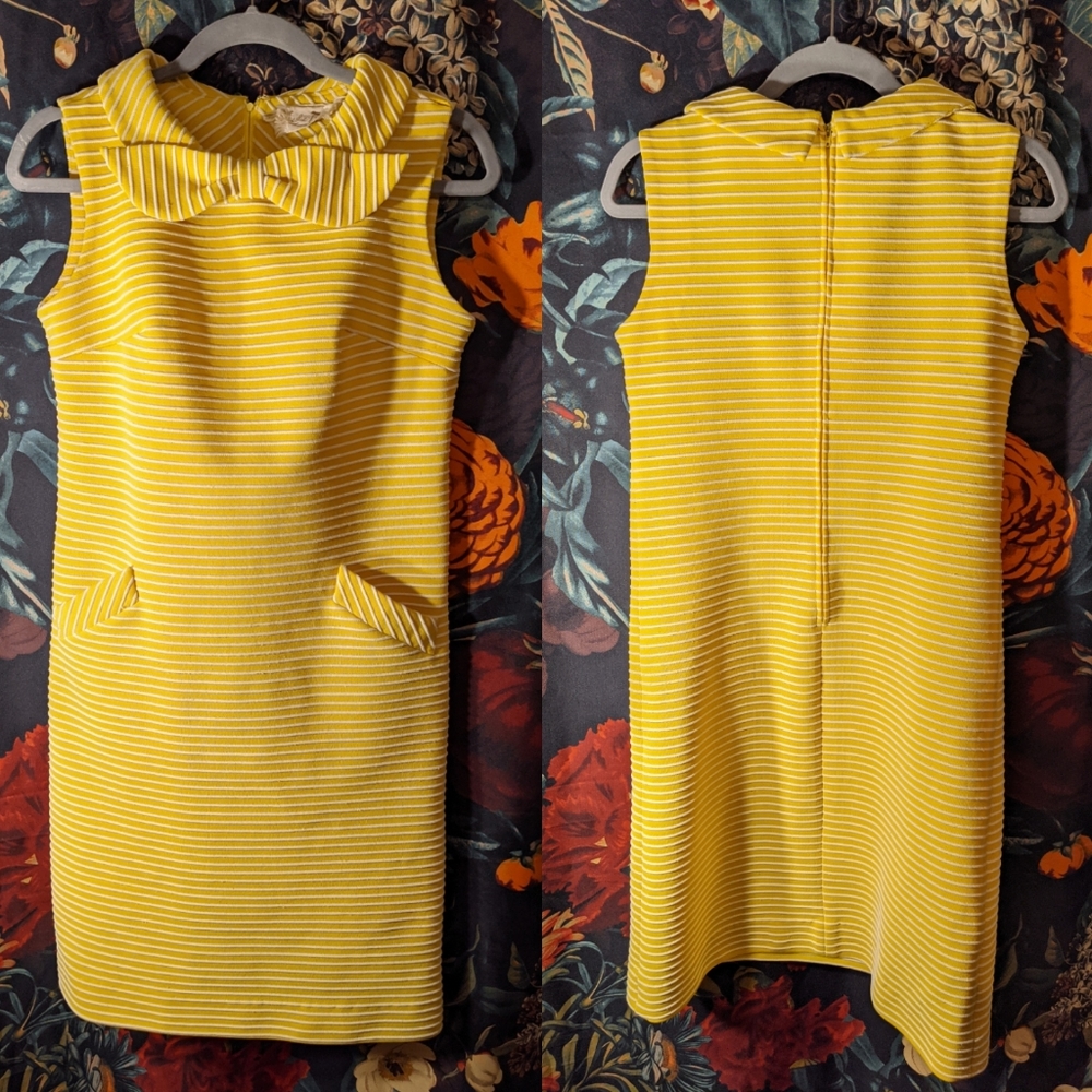 Yellow 60s style dress with pockets! Leslie Fay